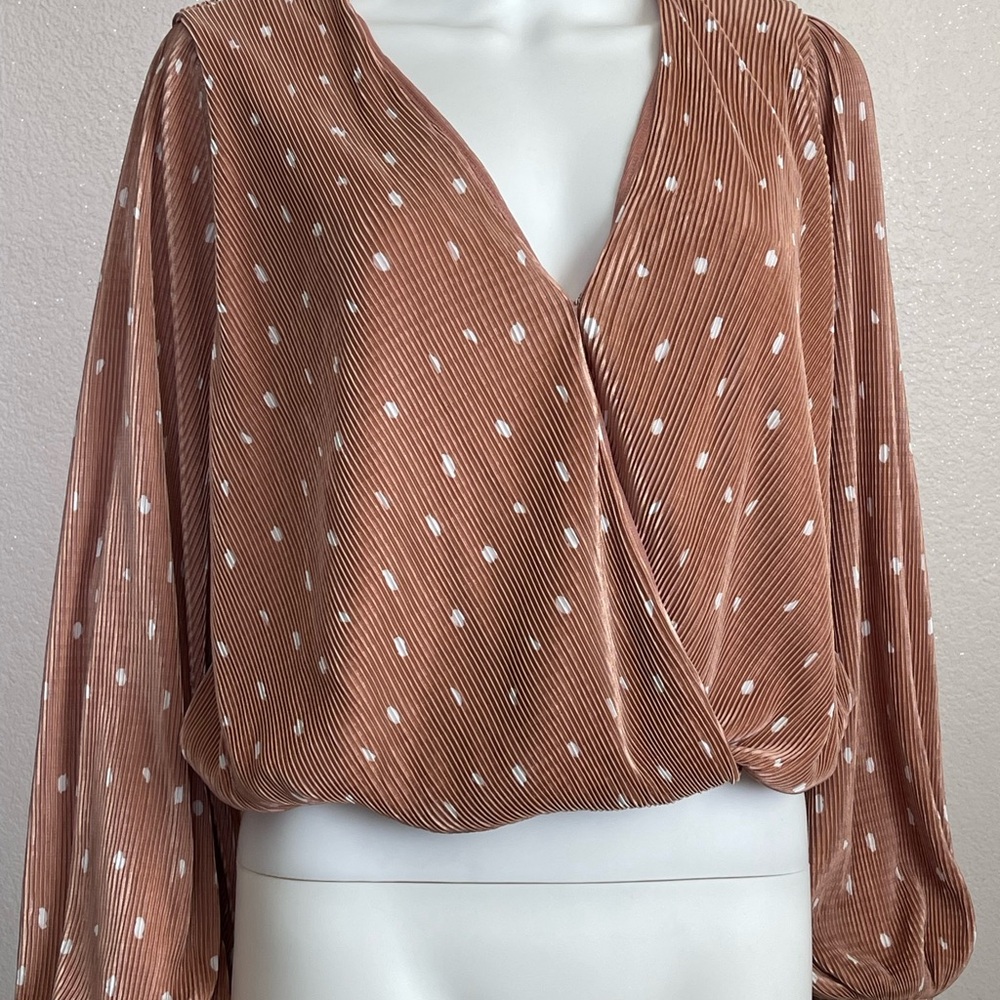 Astr Cream Pink Wrap Blouse Relaxed Fit